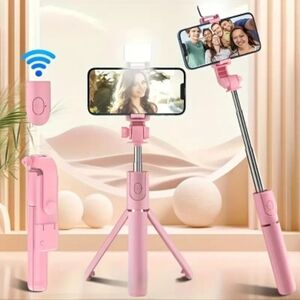Pink Wireless Selfie Stick Tripod